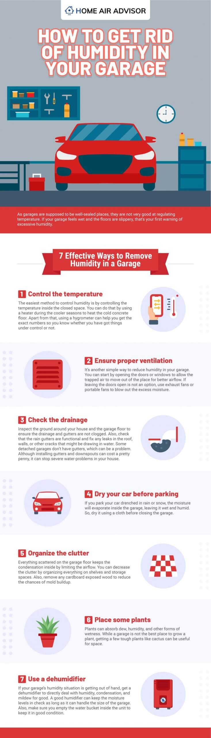 Infographic how to get rid of humidity in your garage