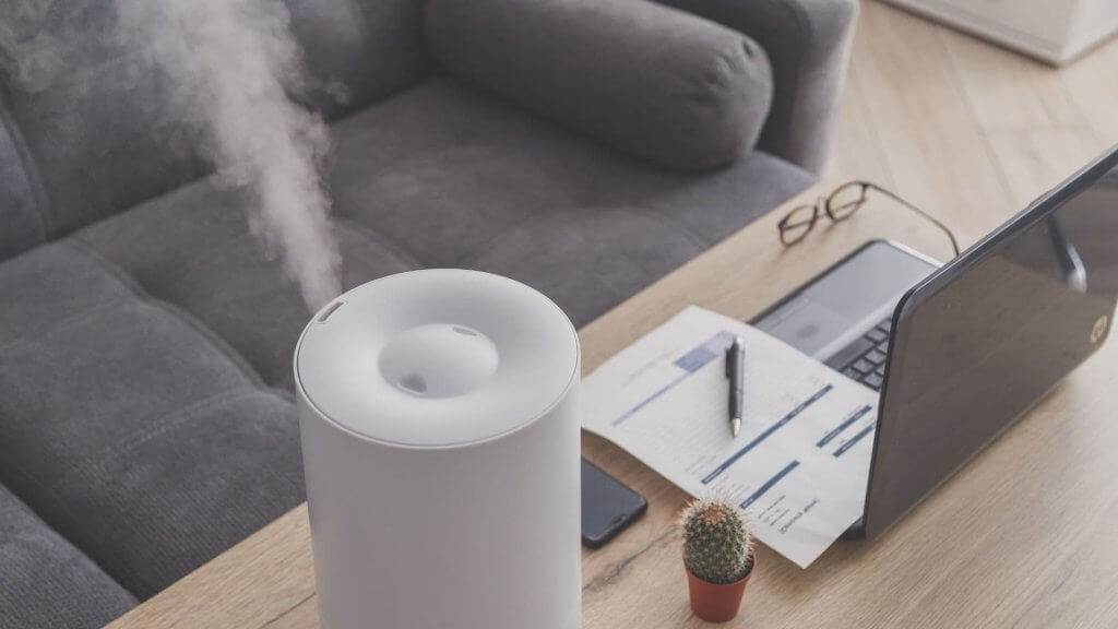 Humidifier on table in living room